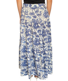 Staud Blue Tropical Print Maxi Skirt -  8