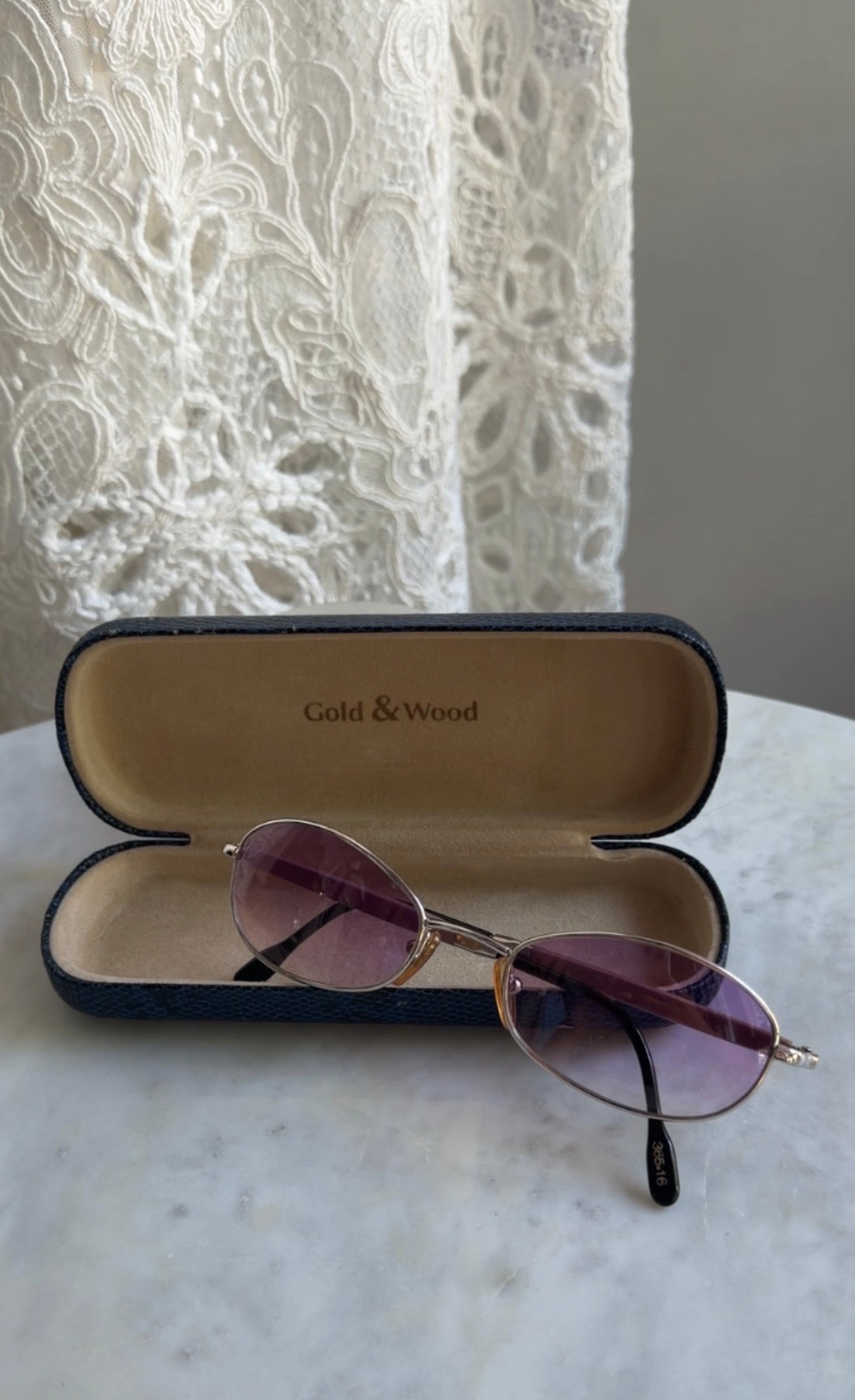 Gold & Wood Vintage Oval Purple Gradient Lens Sunglasses 365.16
