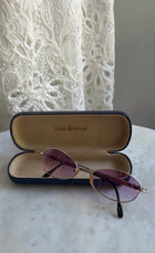 Gold & Wood Vintage Oval Purple Gradient Lens Sunglasses 365.16