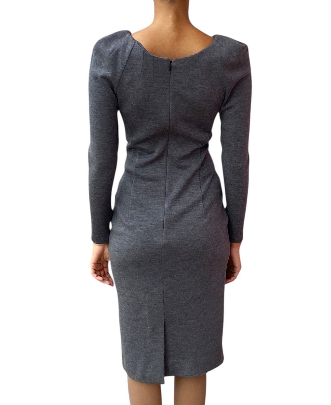 Alexander Mcqueen Grey Wool Longsleeve Dress - 40 / US 4-6
