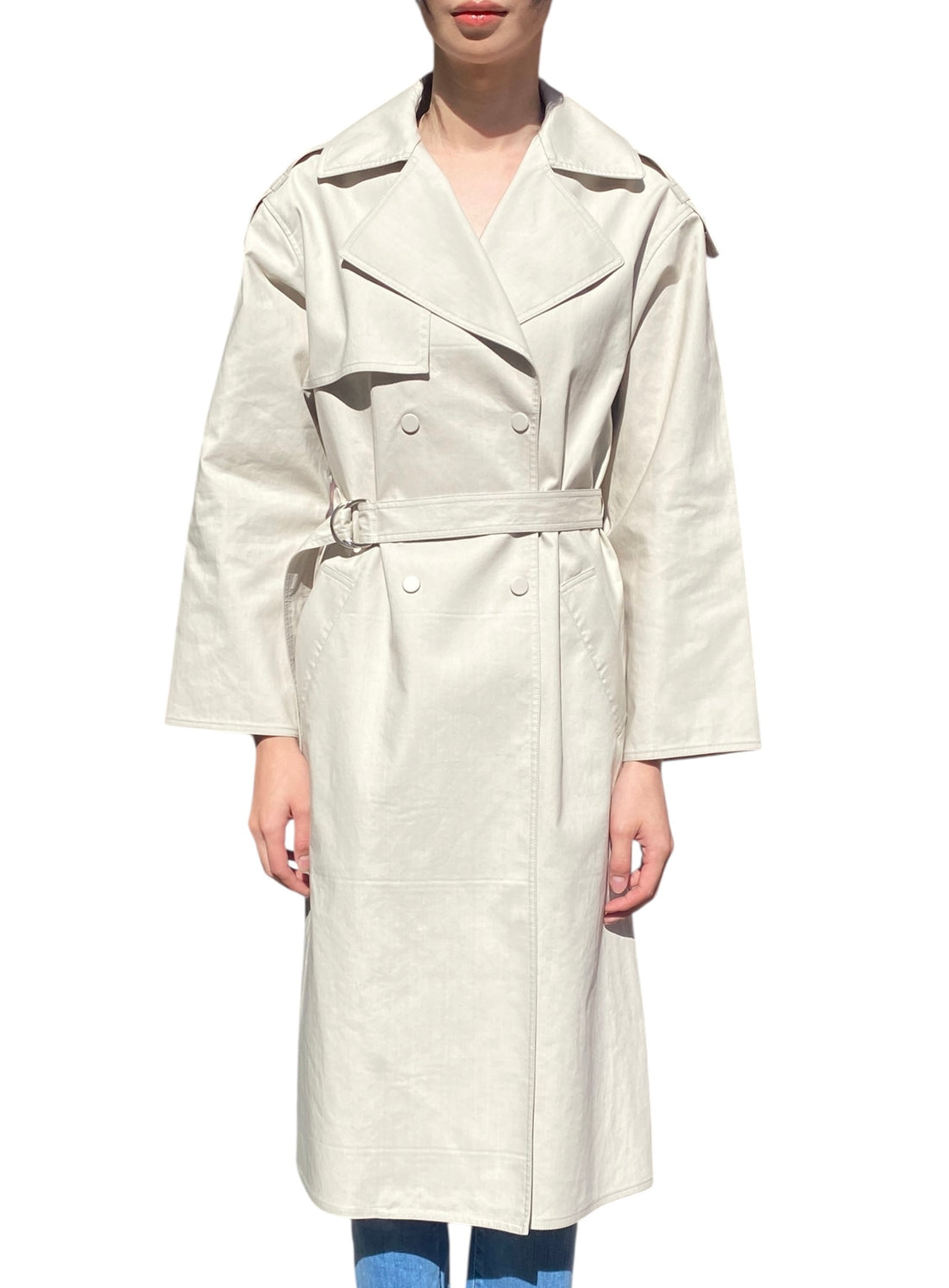 Yves Salomon Ecru Cotton Double Breasted Trench Coat - 34 / US 2