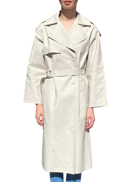 Yves Salomon Ecru Cotton Double Breasted Trench Coat - 34 / US 2