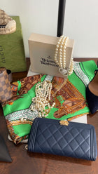 Chanel Dark Blue Lambskin Quilted Boy Zip Around Continental Wallet