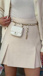 Chanel White Caviar Quilted Leather Mini Flap Belt Bag