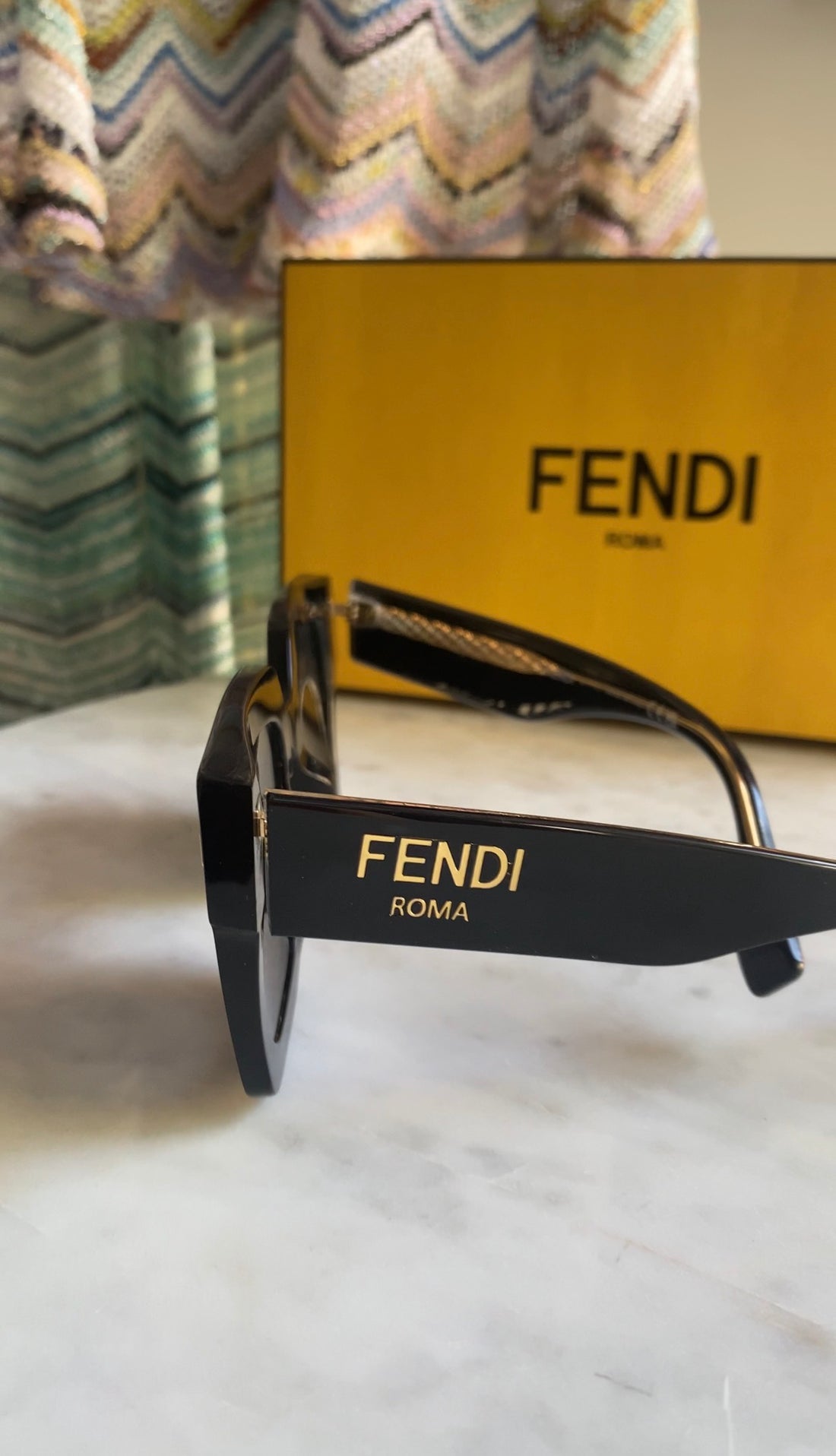 Fendi Black Large Square Acetate Sunglasses