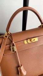 Hermes Vintage 1995 Gold Epsom Leather Kelly Sellier 32 Bag GHW