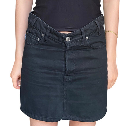 Balenciaga Black Curve Waist Denim Mini Skirt - 38