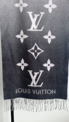 Louis Vuitton Grey Ombre Reykjavik Fringe Logo Scarf
