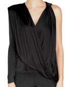 Versace Black Draped Jersey Asymmetrical Hi-Low Top - FR 38 / US 4