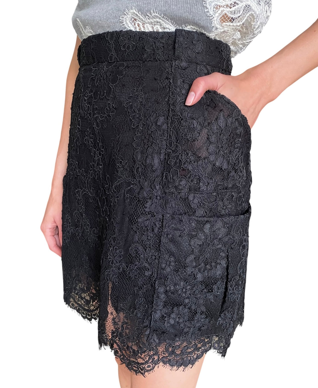 Ermanno Scervino Black Lace Embroidered Mini Skirt - IT 44 / US 8