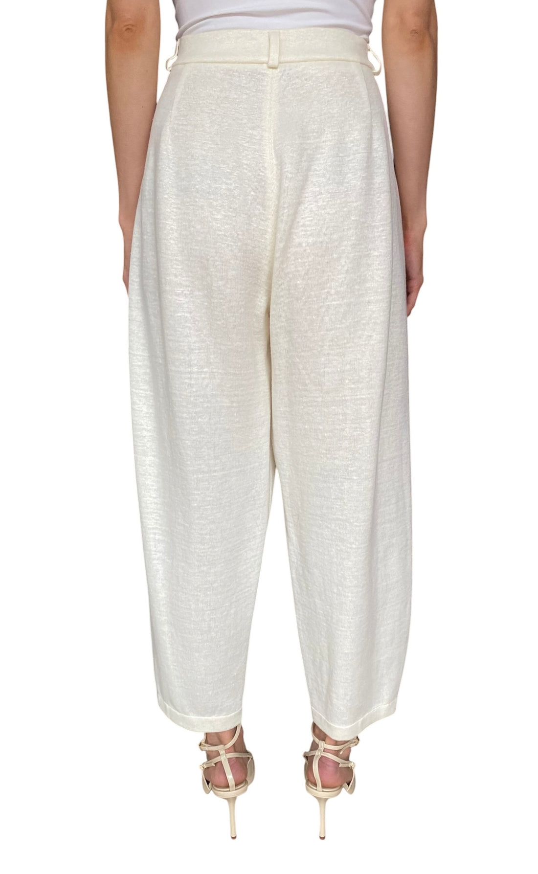 Giorgio Armani Ivory Jersey Knit Relaxed Trousers - IT 44 / US 8