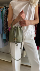 Tod's Olive Green Leather T Timeless Micro Two Way Bucket Bag