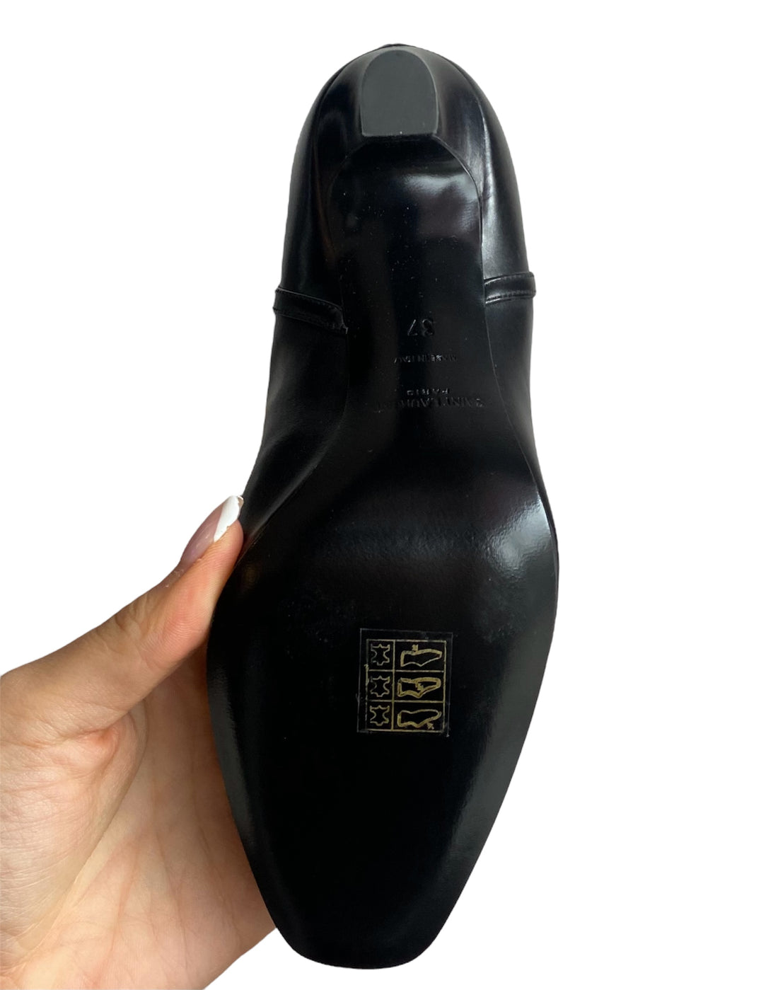 Saint Laurent Black Tall Leather Logo Boot - 37