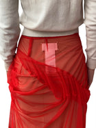 Maison Margiela Red Tulle Overlay Midi Skirt - 40 / US 4