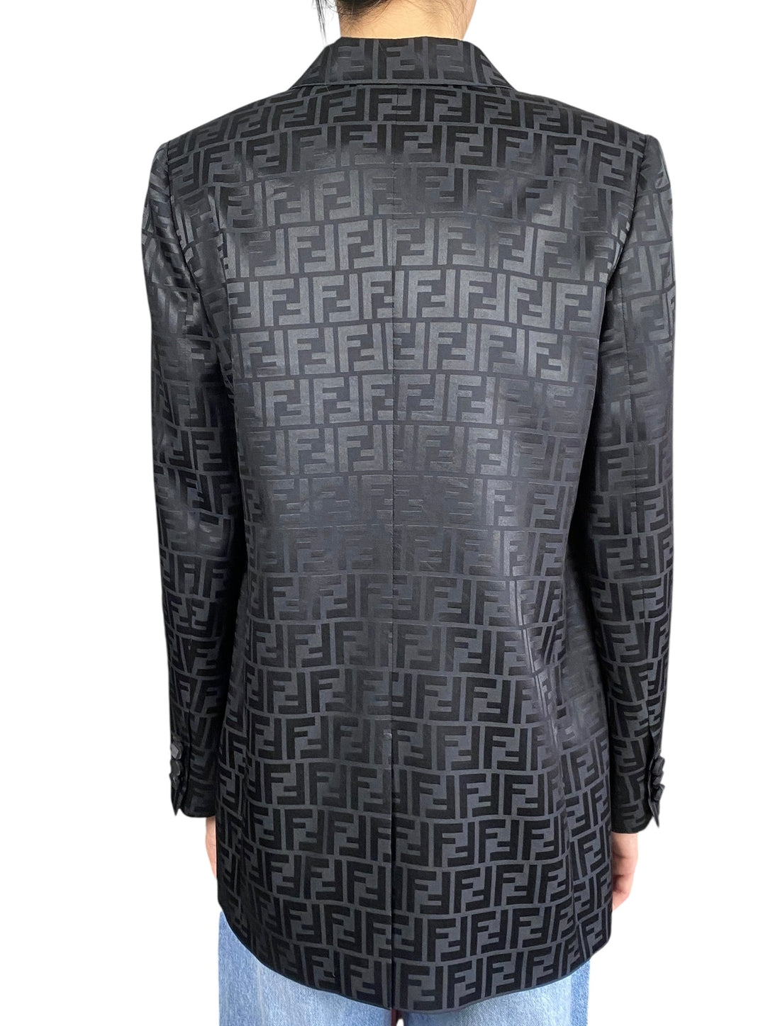 Fendi Black Monogram Double Breasted Blazer - IT 42 / US 6