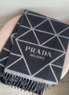 Prada Geo Print Logo Cashmere Scarf