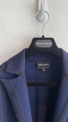 Giorgio Armani Navy Knit Striped Blazer - 42