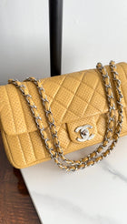 Chanel 2006 Mustard Yellow Perforated Leather Flap Bag