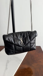 Saint Laurent Black Quilt Leather Toy Puffer Bag