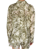 Brunello Cucinelli Green Silk Olive Print Long Sleeve Shirt - S / US 4-6