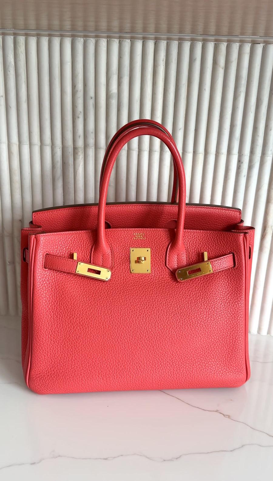 Hermes Birkin 30 Taurillon Clemence Leather Pink Rose Jaipur Bag GHW