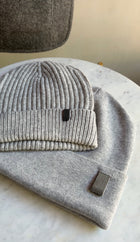 Brunello Cucinelli Light Grey Cashmere Rib Monili Detail Toque Hat