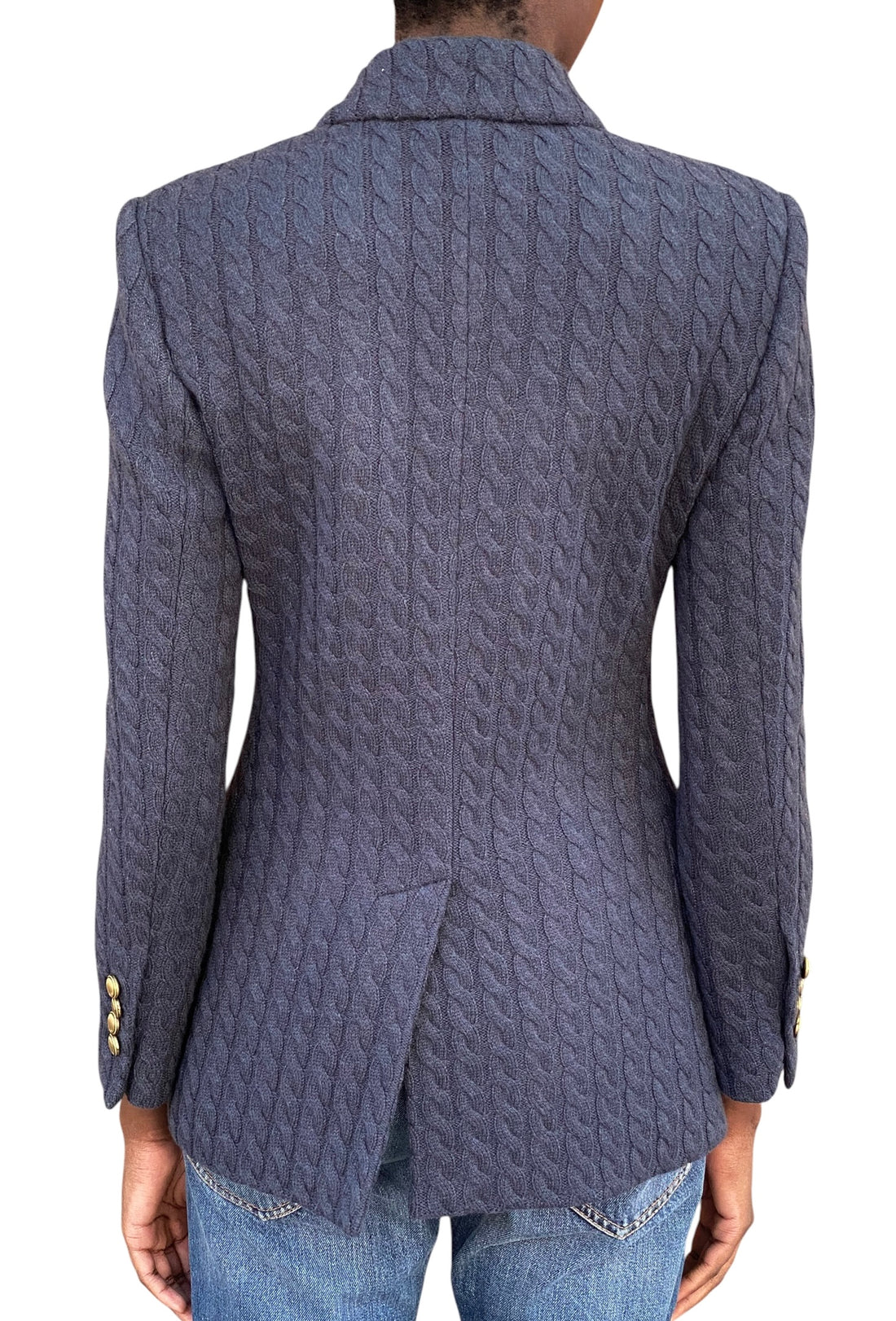 Brunello Cucinelli Blue Cashmere Cable Knit Blazer - IT 38 / US 4