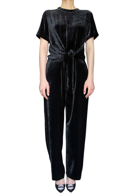 Brunello Cucinelli Black Velvet Monili Jumpsuit - M