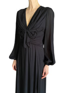 Giambattista Valli Black Bow-Tie Draped Long Sleeve Gown - IT 44 / M / US 6-8