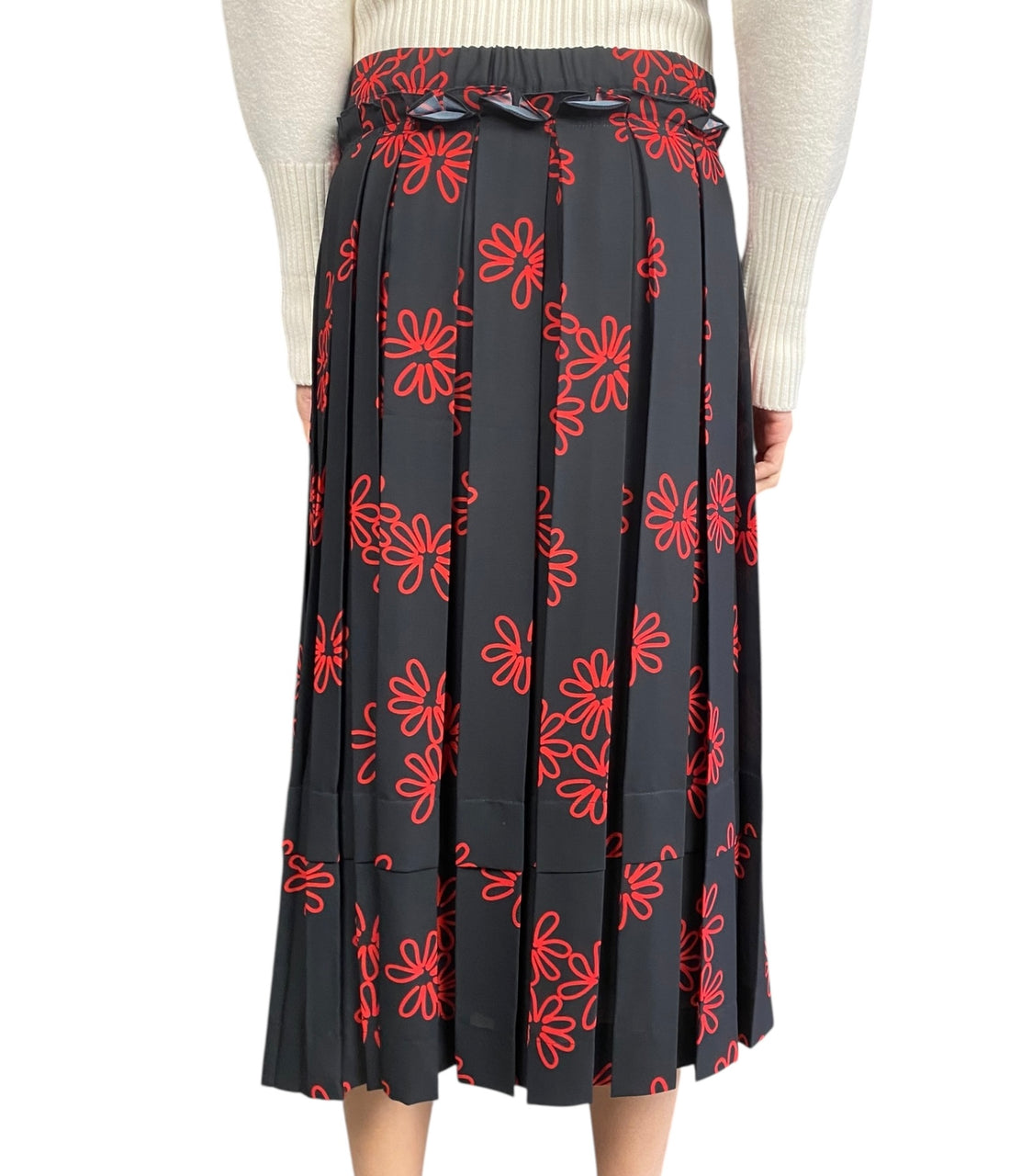 Simone Rocha Black and Red Floral Printed Skirt - XXL