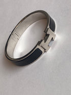 Hermes Black & Silver Clic Clac H Bracelet - XS