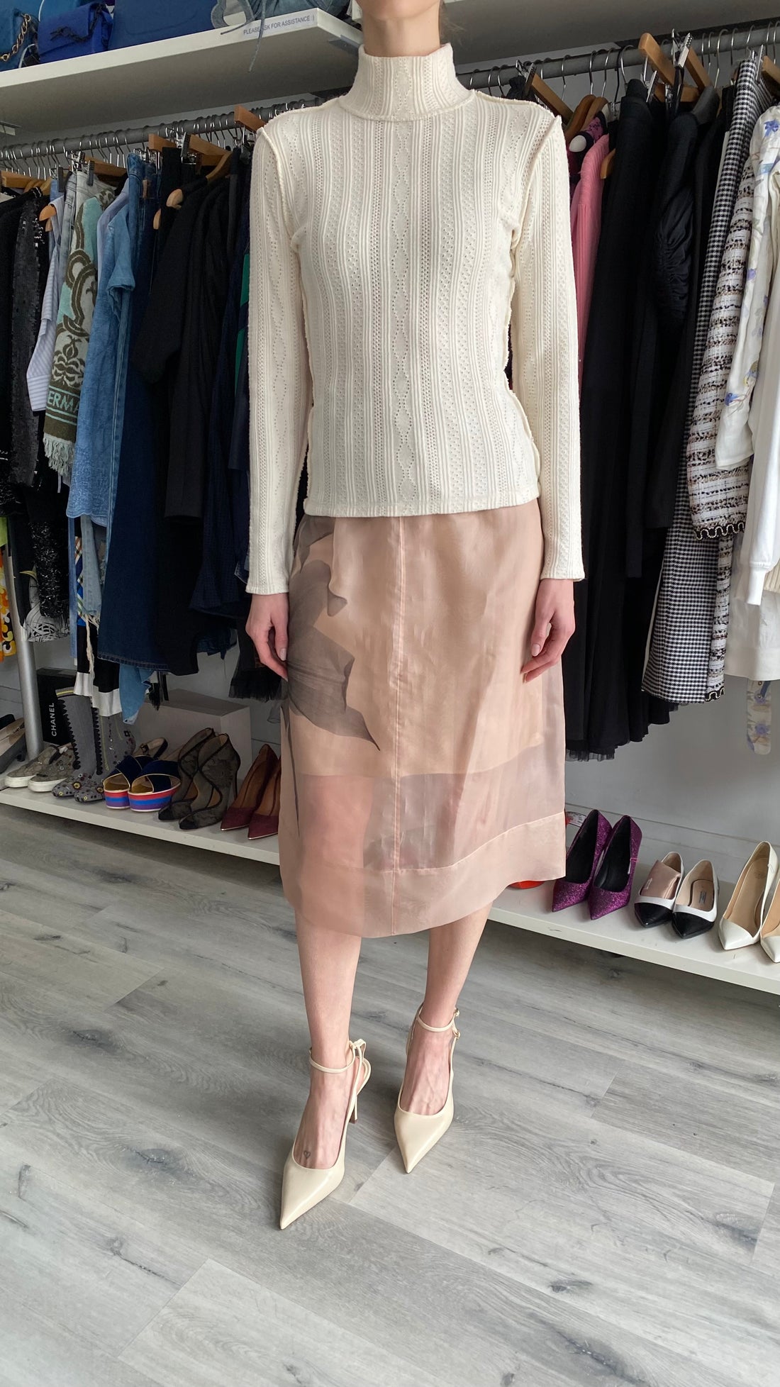 Herskind Dusty Pink "Kira" Silk Floral Midi Skirt  - IT 40 / US 6