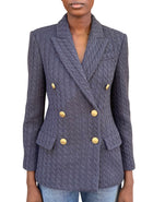 Brunello Cucinelli Blue Cashmere Cable Knit Blazer - IT 38 / US 4
