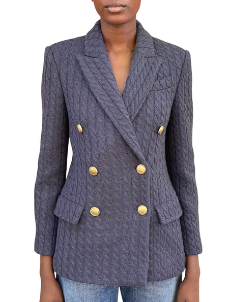 Brunello Cucinelli Blue Cashmere Cable Knit Blazer - IT 38 / US 4