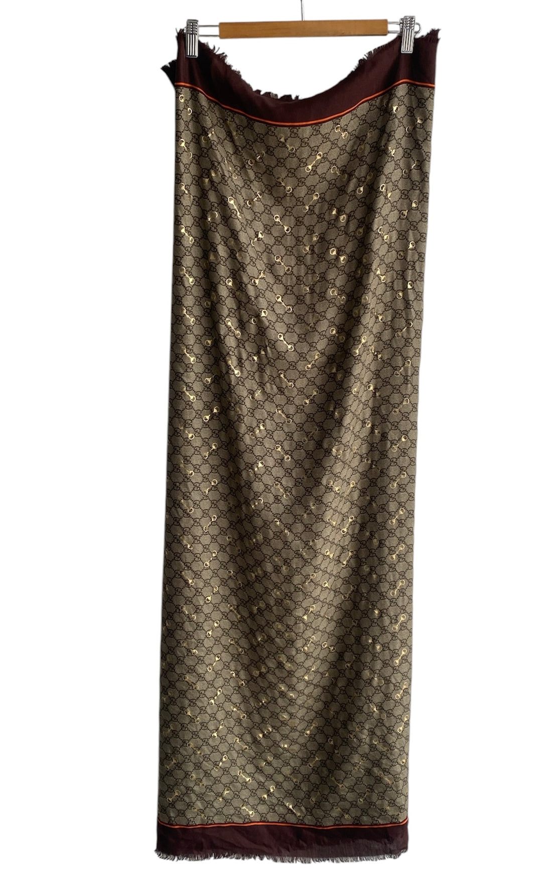 Gucci Gold Horsebit Embossed Monogram Shawl