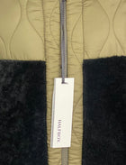 Halfboy Green and Black Shearling Hooded Coat - XS