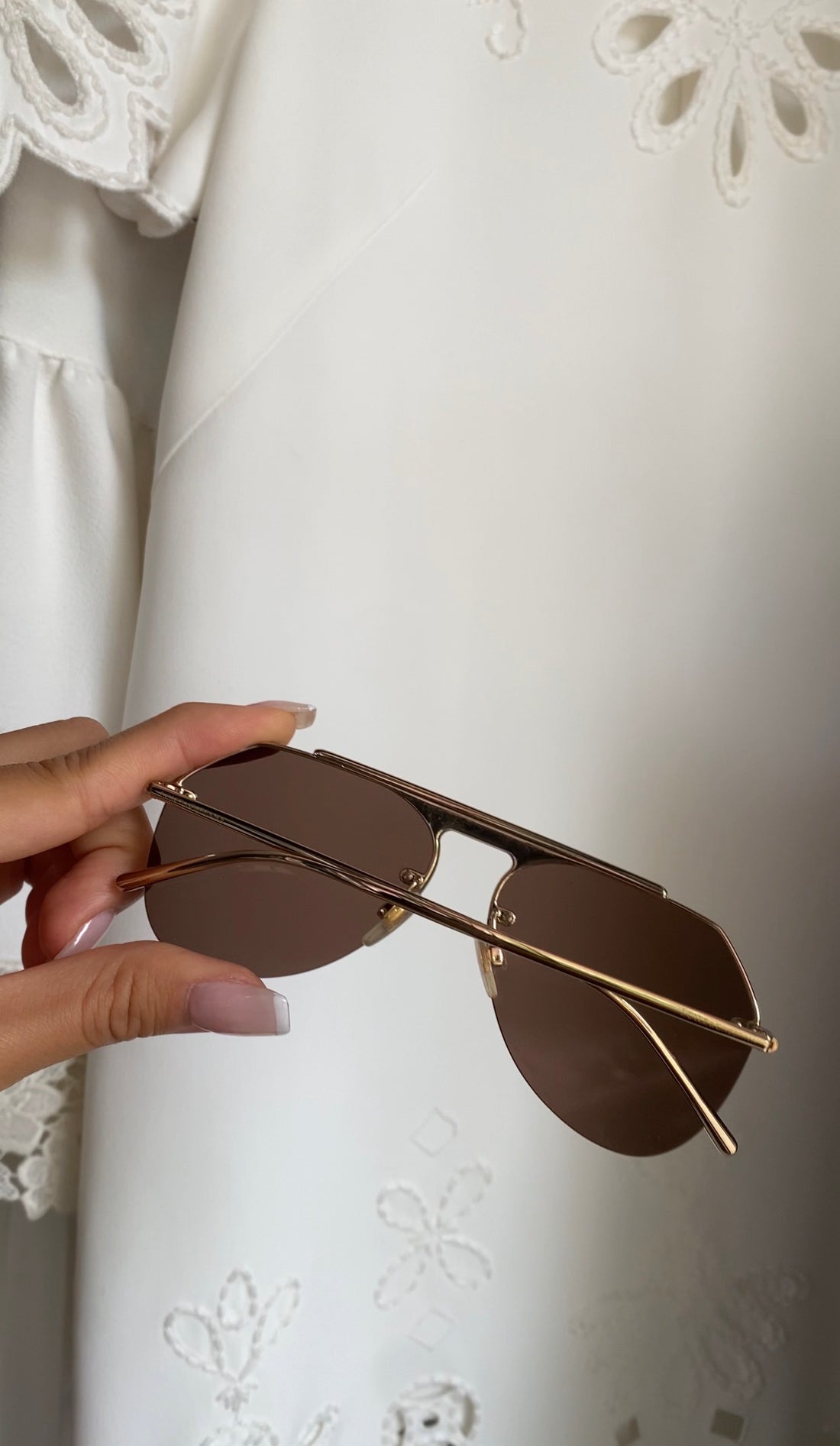 Dolce & Gabbana Brown Gold Shield Aviator Rimless Sunglasses GG2213
