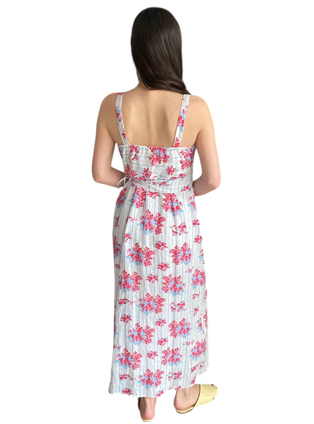 Gul Hurgel Floral Print Linen Maxi Dress - L