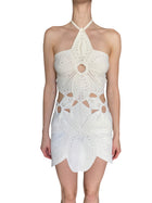 Cult Gaia Ivory Floreana Knit Flower Halter Short Dress - S / US 2-4