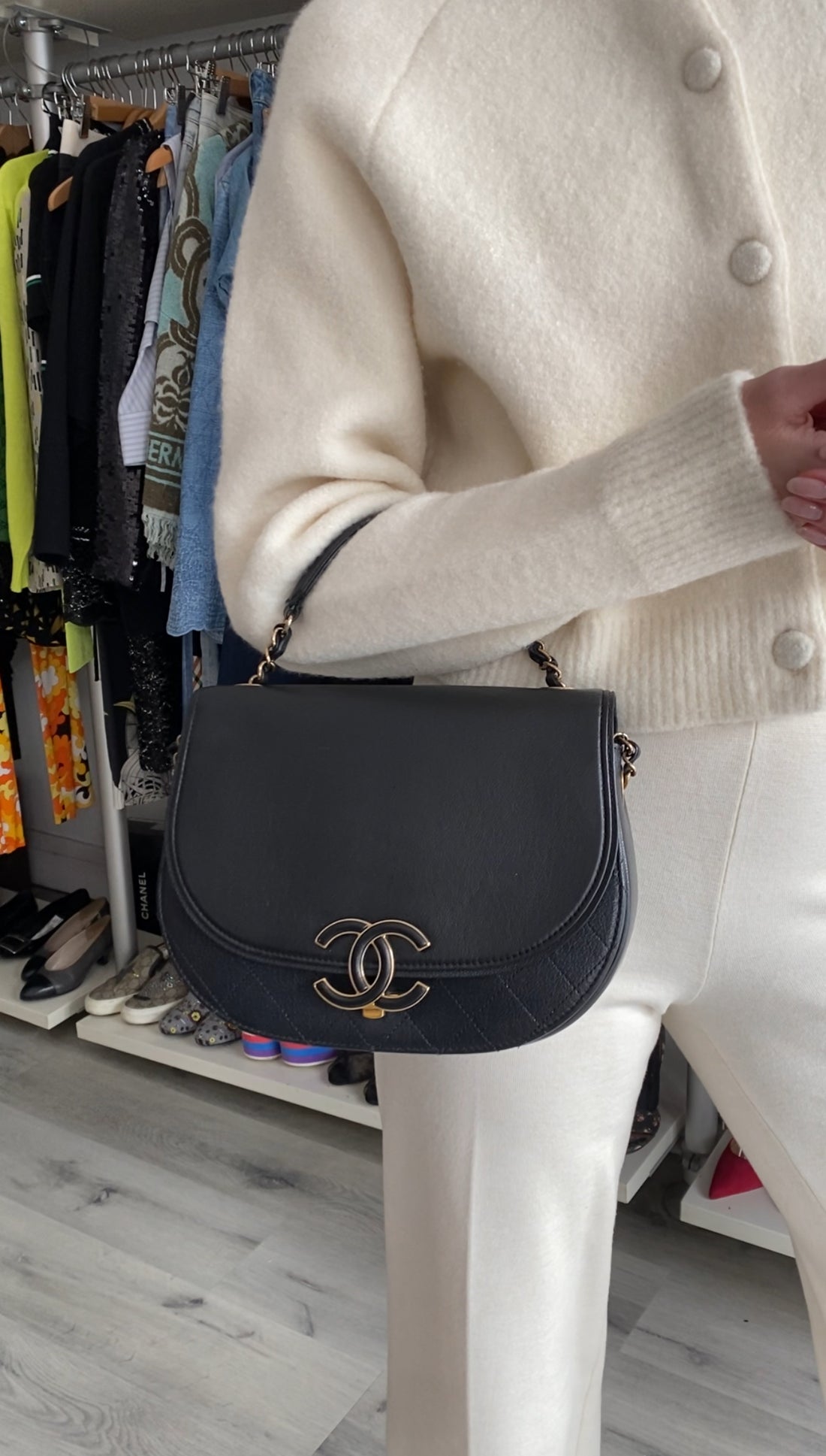 Chanel Black Leather Medium Coco Curve CC Flap Bag