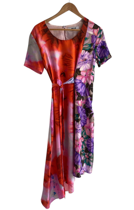 MSGM Silk Floral Wrap Dress - 42
