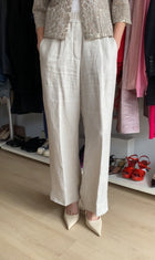 Brunello Cucinelli Beige Linen Elastic Waist Trouser - IT 42 / US 6