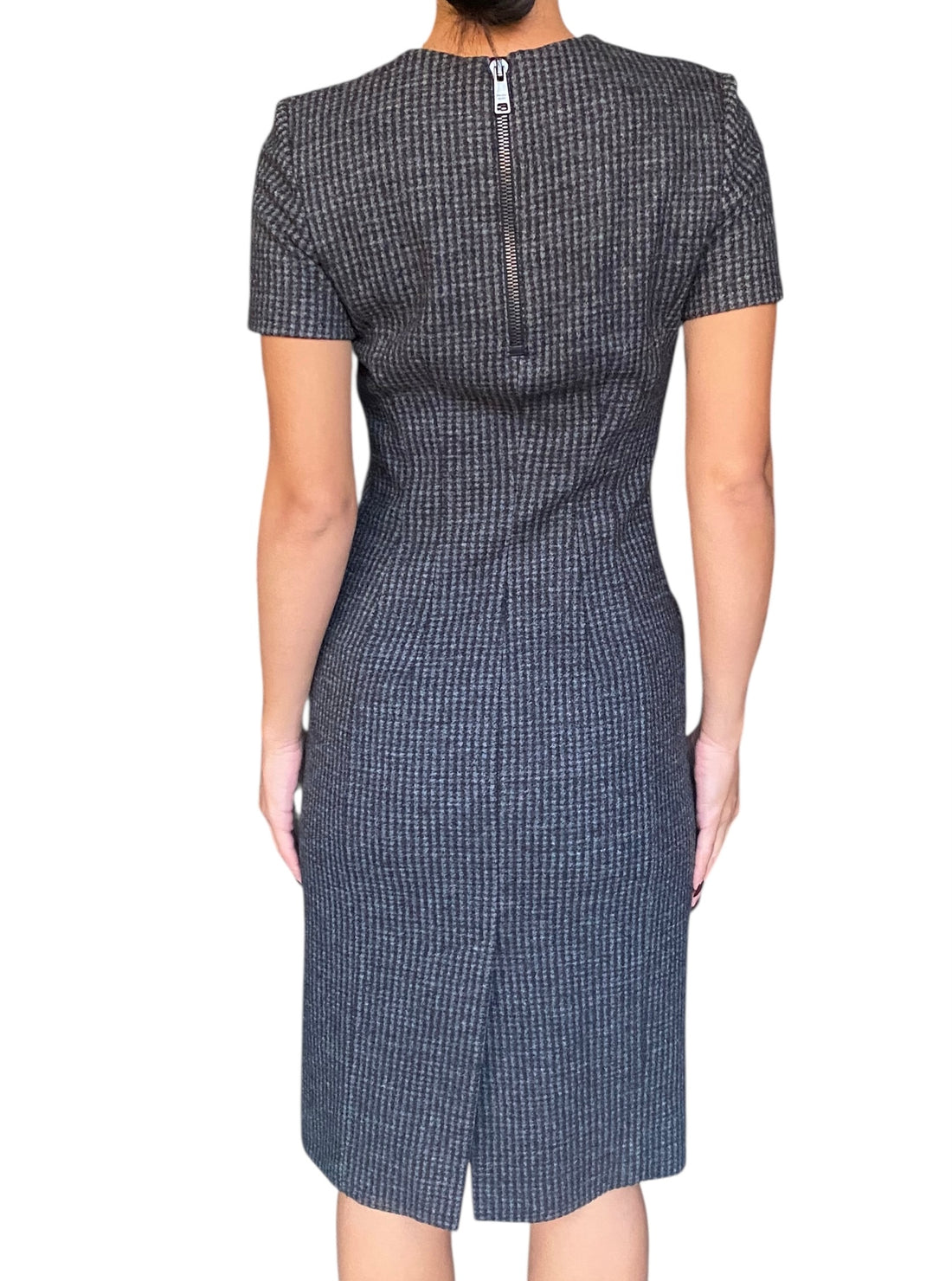 Prada Grey Check Wool Dress - 38 / US 4