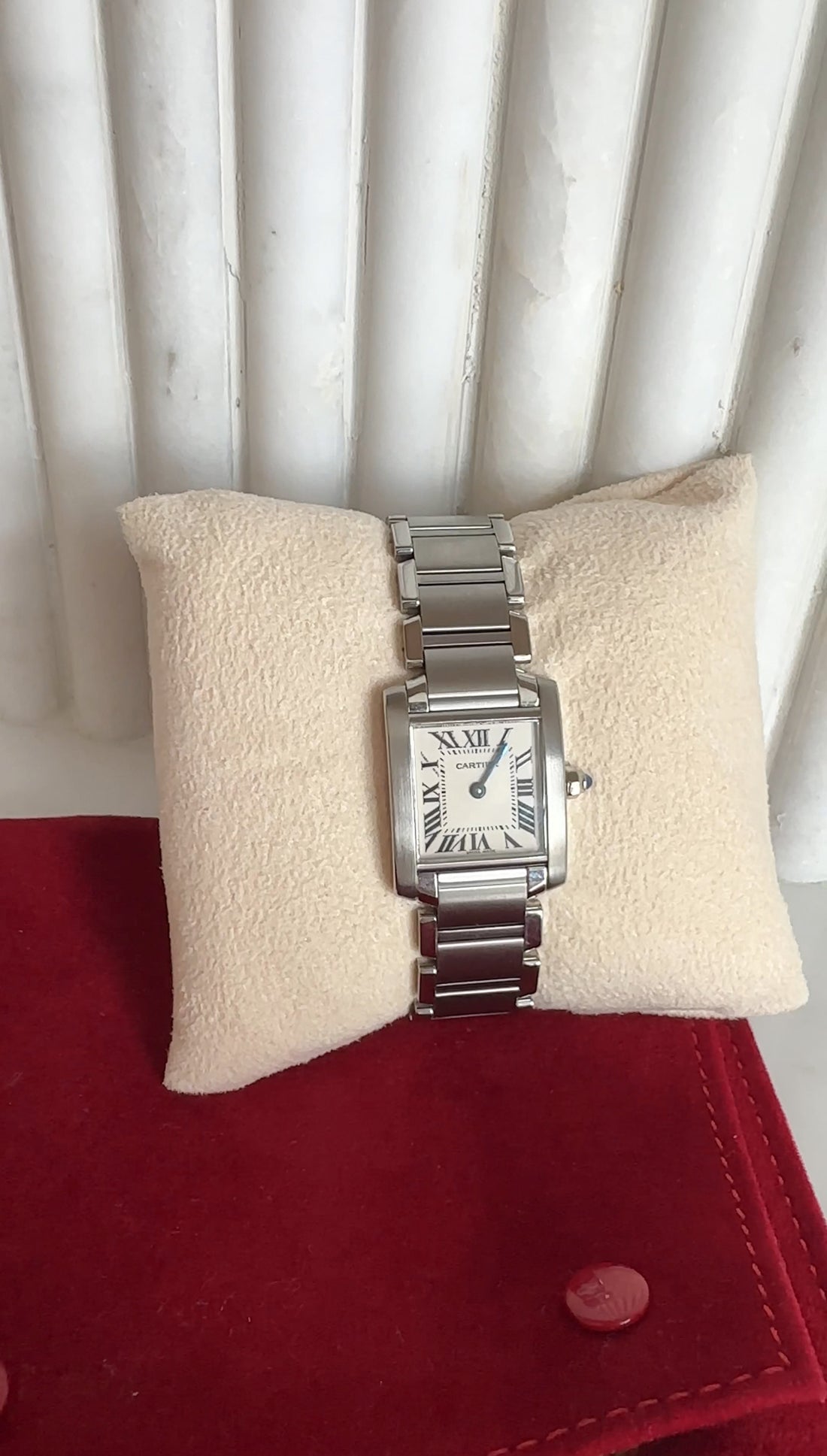 Cartier Stainless Steel Tank Francaise Small Model with White Dial 2364