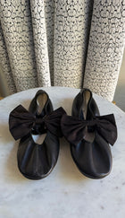 Repetto Black Soft Leather Bow Ballet Flats - 41