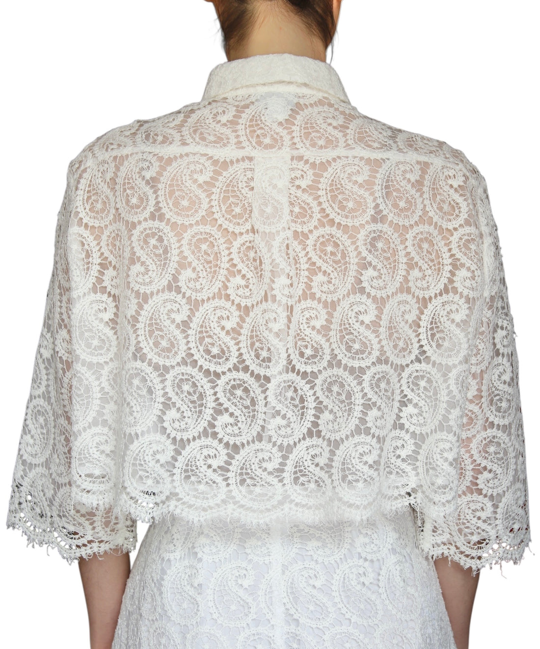 Giambattista Valli White Lace Cropped Shirt - 42 / US 6