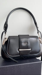 Prada Black Glossed Leather Sidonie Shoulder Bag