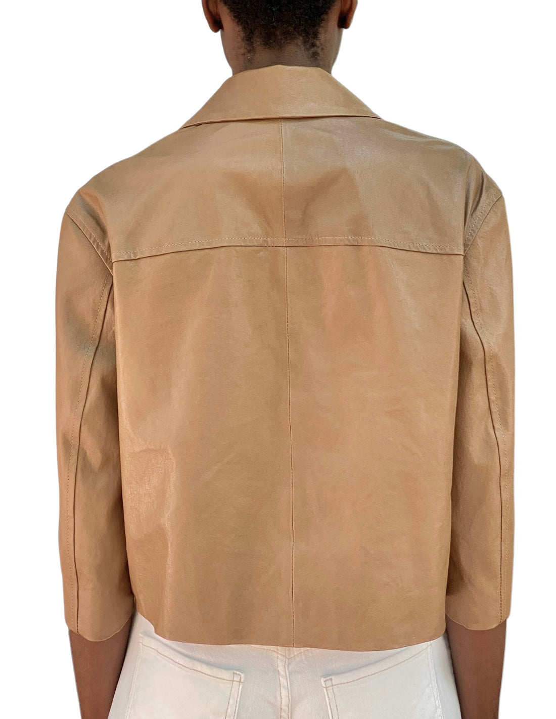 Brunello Cucinelli Brown Polished Lambskin Cropped Blazer - 40 / US 4-6