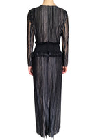PatBo Black “Prism” Beaded Metallic Striped Lurex Gown - 40 / US 8