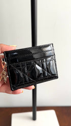 Christian Dior Black Patent Cannage Card Holder